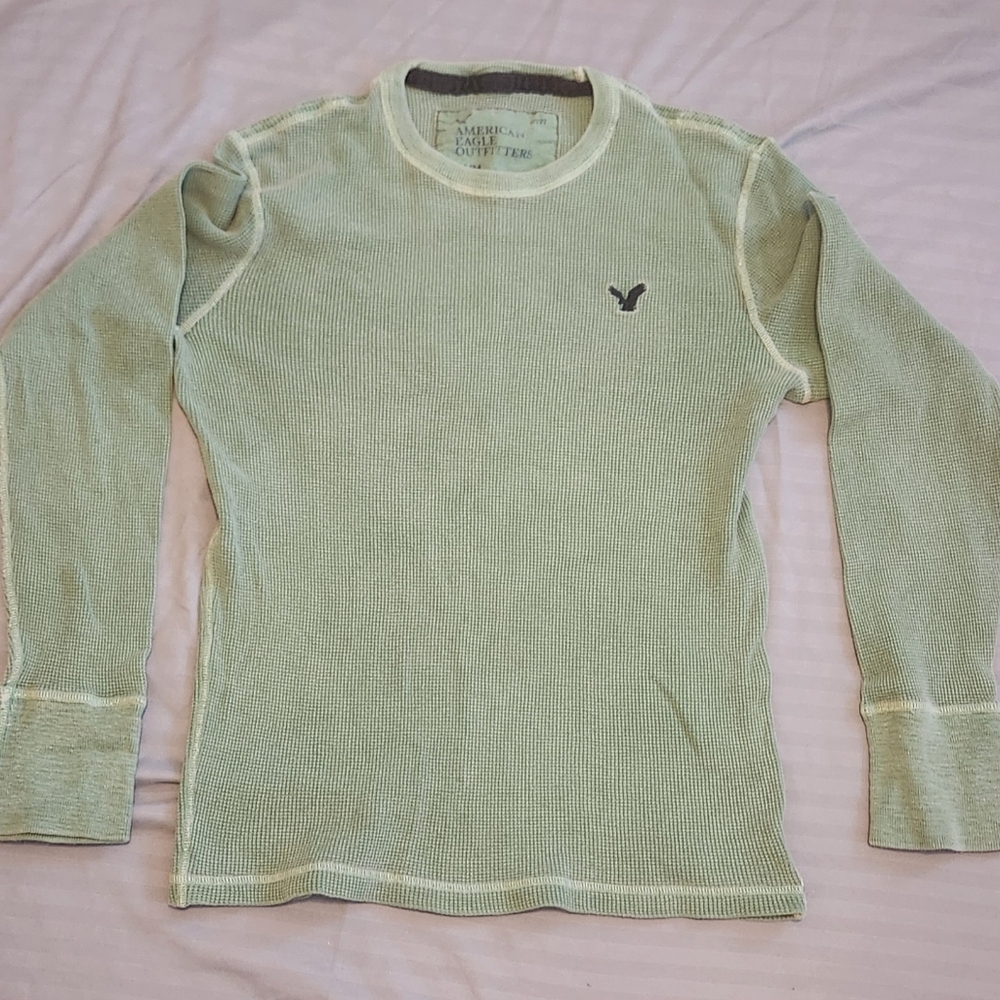 American Eagle Green Long Sleeve Thermal Tee (Mens M)